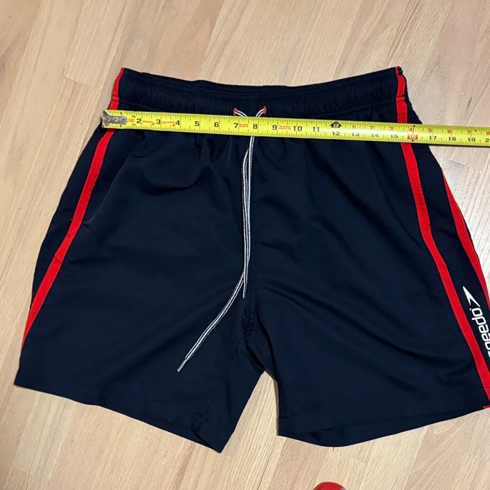 Speedo Men's Athletic Shorts in Dark Navy with Red Accents